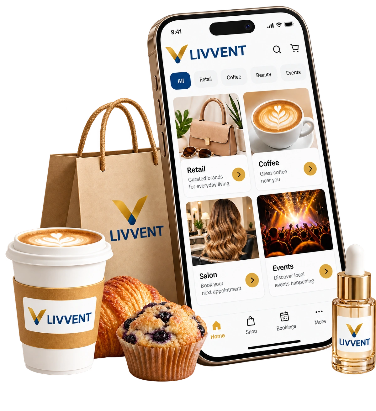 Livvent mobile storefront for products, ordering and bookings